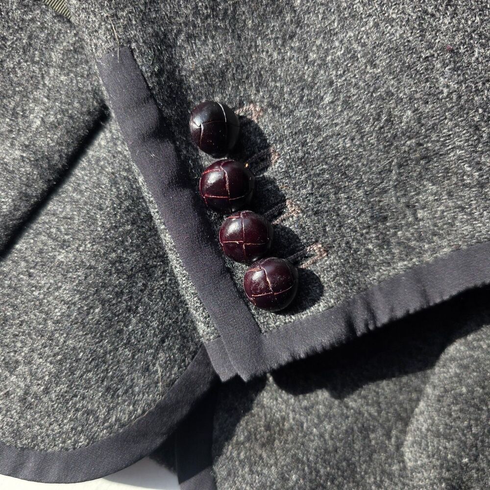 J. Crew Wool Blazer Jacket Gray w/ Piping, Preppy Buttons Lined VTG Y2K sz. 8 - Picture 5 of 15